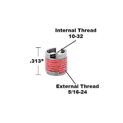 Image of E-Z LOK Threaded Insert for Metal Thin Wall 303 Stainless Steel Thread Inserts 10-32 x 5 /16-24 Pack of 5