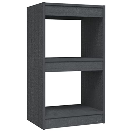 Heofavd Bibliothèque grise 40 x 30 x 71,5 cm en pin massif, petite étagère sur pied pour salon et bureau, étagère en bois stable pour livres, DVD ou...