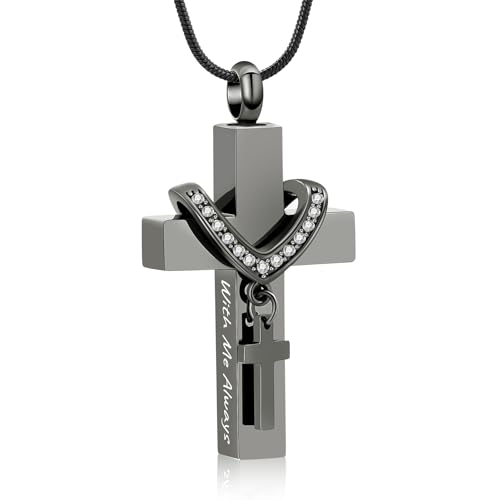 Cremation Jewelry for Ashes Pendant - Cross Urn Necklace with Mini Keepsake Urn Memorial Ash Jewelry