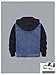 MakeMeChic Boy's Color Block Denim Jacket Hooded Long Sleeve Button Down Coat Outerwear Dark Blue 12Y