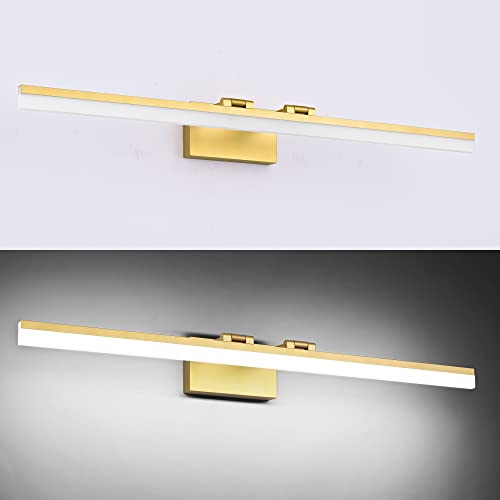 Image of SOLFART Dimmable 39.4Inch Modern LED Vanity Light Golden Finished Bathroom Vanity Lighting Fixtures Gold
