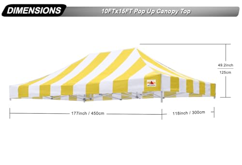 Image of ABCCANOPY Replacement Canopy Top for Pop Up Tent 10x15 Yellow Stripe