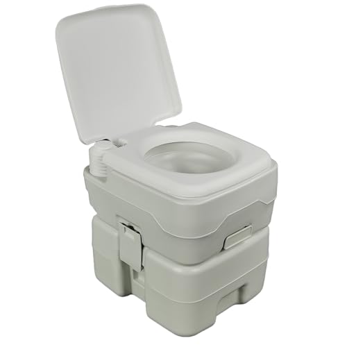 AOUGNポータブル水洗トイレ、分割して簡単に取り外しできる水タンク。お手入れや持ち運びが簡単で、強力な耐荷重性、キャンプ、ボート、セーリング、旅行、その他の屋外での使用に適しています。 (グレー,20L)