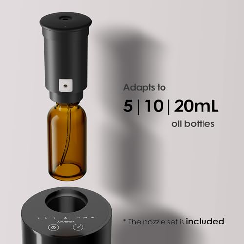 Waterless Diffuser for Essential Oil, Battery Operated Nebulizer, 0.7 Fl.Oz./ 20mL Capacity, Mini Scent Air Machine, 3 Countdown Timers & 3 Mist Levels for Home, Room, Car, Office - AN6 Black - Image 6