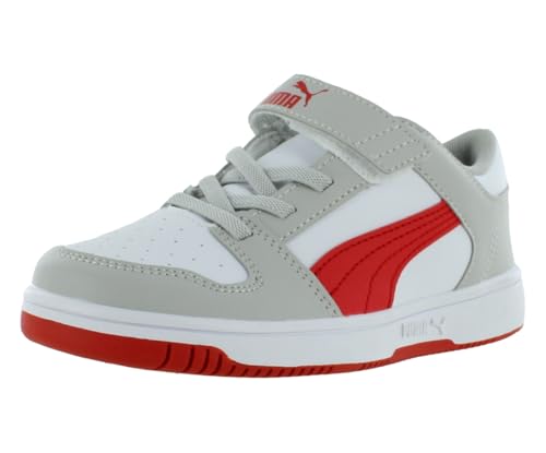 Puma Rebound Layup LO SL V Infant/Toddler Shoes Size 1.5, Color: White/Red/Cool Light Gray