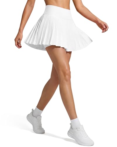 G4Free Pleated Skirt for Women High Waisted Athletic Skort with Inner Pockets Summer Trendy Tennis Workout Skirts(White,XL) — view 2