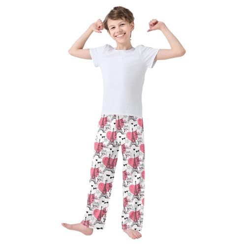 Paris I Love You Boys Long Pants Soft Trousers Elastic Waist Kids Lounge Bottoms with Pockets S-XL2