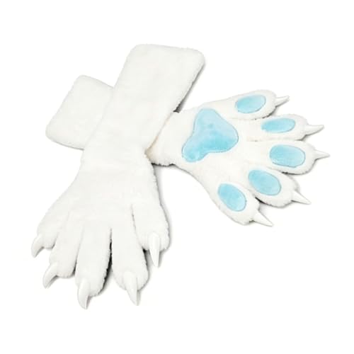Gants en peluche à cinq doigts confortables et chauds pour Halloween en lot de 2