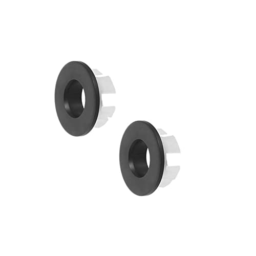 2 Stück Spülbecken-Überlaufring für Küche Badezimmer Waschbecken, Runde Überlaufabdeckung Überlaufabdeckung, Einsatz in Loch Ersatzteile Spülbecken-Überlaufkappe Ersatzteil, 30 mm (Schwarz)