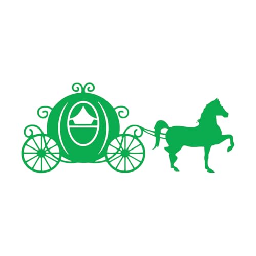 Stickers muraux en vinyle Silhouette de calèche Princesse Calèche Chevaux 28x65.9cm Étanche Vert
