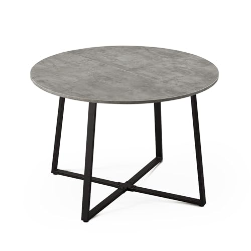Esstisch NOA, Rund 110x110 cm Esszimmertisch Küchentisch Holztisch für Küche, Esszimmer, Industrial modern Design, Beton Optik, 11216-US-BETO Esstisch NOA, Rund 110x110 cm Esszimmertisch Küchentisch Holztisch für Küche, Esszimmer, Industrial modern Design, Beton Optik, 11216-US-BETO