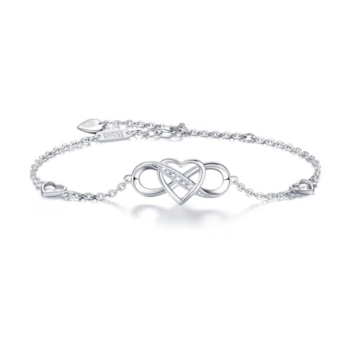 NOPVUFA Regalo para Mujer, Pulsera para las Mujeres de Plata Esterlina 925 Infinity, Pulsera ajustable de amor para mujer, Joyería Regalo para Mujer Esposa