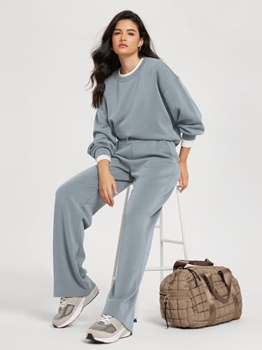 Image of ODODOS Modal Soft Long Sleeve Cropped Sweatshirts for Women Oversized Crew Neck Pullover Crop Top