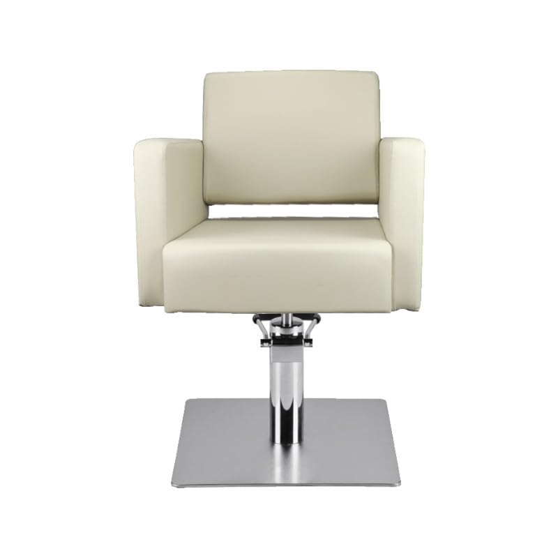Fauteuil de Coiffure Inclinable Victoria Deluxe, Chaise de Coiffure Professionnelle, en Similicuir, Moderne, Capacité 200 kg, Pompe Hydraulique Blocable, 65 cm Hauteur - Crème