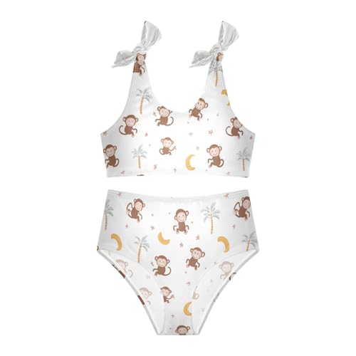 Wusikd Cute Monkey Girls Swimsuits Two Piece Light Brown Swimwear Bikini Set for for Girls Size 3T3