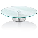 com-four® Soporte para Pasteles Giratorio Ø 30 cm - Soporte para Pasteles con Tapa de Vidrio - Soporte para Pasteles (1x - Vaso Chinchilla)