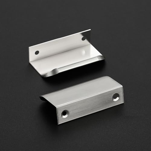 Image of Brushed Nickel Cabinet Handles Finger Edge Pulls 3 Inch CC 10 Pack
