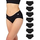 BEA Pack de 7 Bragas de Mujer de Bambú de Cintura Media - Ropa Interior de Mujer Supersuave, de Cobertura Total y Transpirable Negro (Pack de 7) L