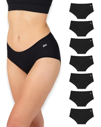 BEA Pack de 7 Bragas de Mujer de Bambú de Cintura Media - Ropa Interior de Mujer Supersuave, de Cobertura Total y Transpirable