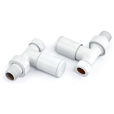 Hot Flow | Nixie Modern Straight Manual Radiator Valves (Pair) (White) Cover