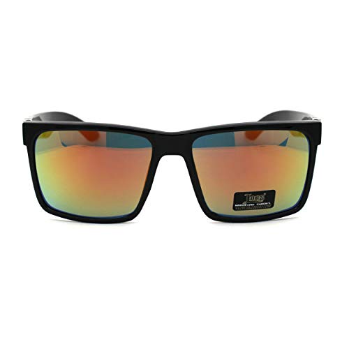 Image of Locs Colored Reflective Black Rectangular Gangster Hardcore Sunglasses