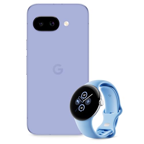 Google Pixel 9a – Smartphone Android Libre con cámara con IA, batería para Todo el día y potentes Funciones de Seguridad – Lila, 128GB + Pixel Watch 2