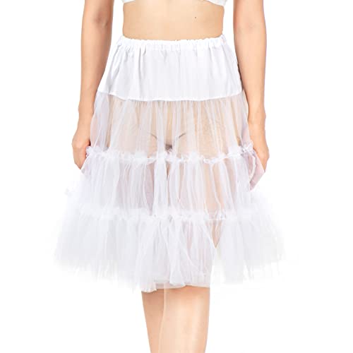 Kelliar Damen Petticoat Unterrock Underskirt für Dirndl Kleid 50CM Weiß Cover