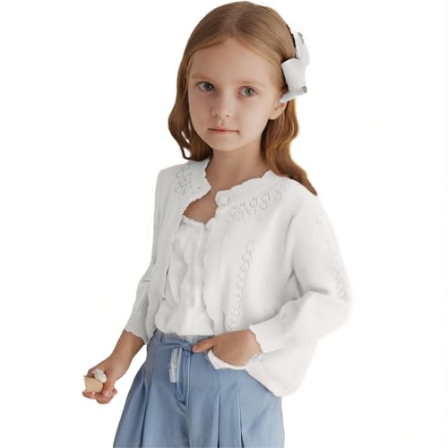 Image of Danny D Toddler Girls Open Front Shrug Cardigan Children Knit Long Sleeve Bolero with Button Closure for 2Years-7Years