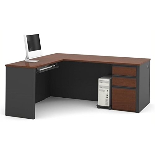 Bowery Hill Computer L-Desk Set in Bordeaux Graphite