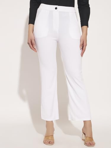 Image of Vogaan Women High Rise High Waist Trousers Flared Korean Style Formal Pants| Elegant Workwear for Office, College & Events