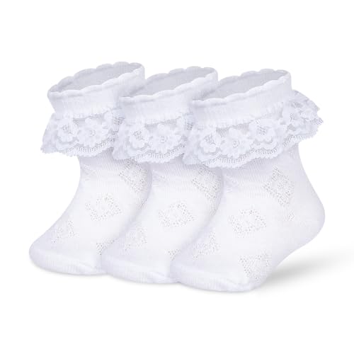 Image of Supersox Frill Ankle Length Socks for Babies | Durable & Breathable Combed Cotton | Extra Soft, Anti-Odor & Moisture Absorbent | Pack of 3
