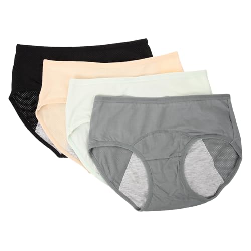 FOMIYES 4 Piezas Bragas Menstruales Algodón Transpirable Pack Mujer Talle Antibacterianas Protección Extra para