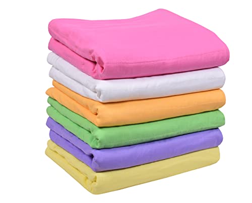 Image of MK Handicraft(PurpleCrown),Pack of 6pieces Multicolor Pure Breathable Cotton and high Absorbent Cribsheet for Newborn Babies, Swaddler Cum Comforter for Infants.(Children: L, 100cmx80cm, Green)