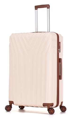 DK Luggage Large 28' Hard Shell Suitcase ABS101 Lightweight ABS 4 Wheel Spinner (Off-White, 28'...