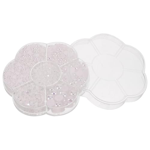 Didiseaon Pearl Nail Charms Half Round Nail Pearls Rose Nail Charms Pearl Nail Gems DIY Nail Art Charms