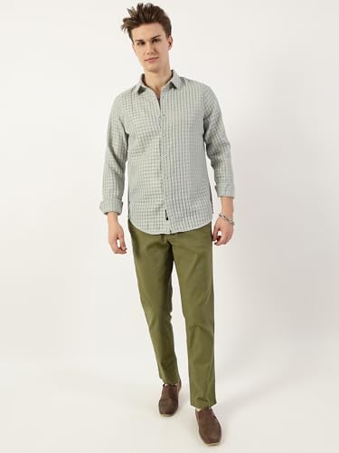 Image of Thomas Scott Men's | Solid | Textured Fabric | Full Sleeve | Slim Fit | Polyester-Blend | Spread Collar | Casual Shirt