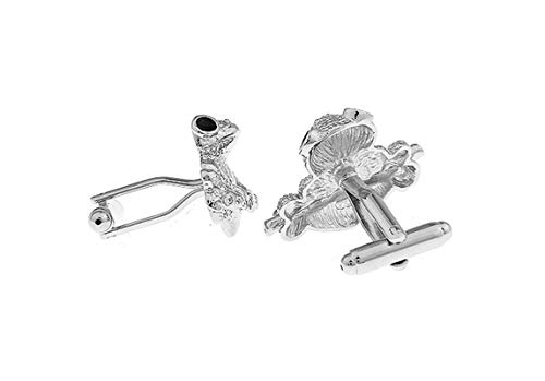Mancuernillas hombre rana plata negro negocio boda miniatura 3