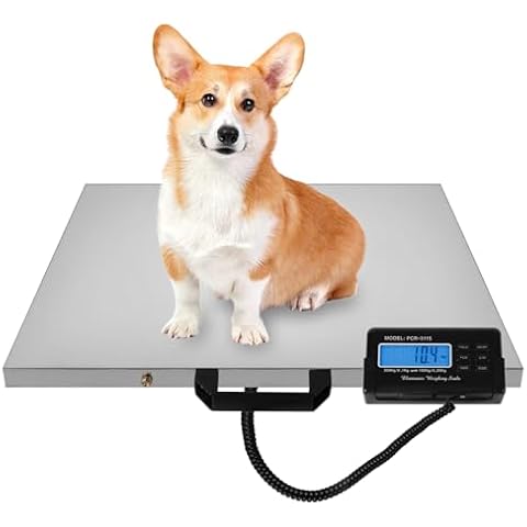 Carivia Digital Livestock Scale 660Lbs x 0.2Lbs,21'' x 17'' Veterinary Scale Pet Vet Scale Stainless Steel Platform Animal Scale,Electronic Postal Scale, Industrial Floor Scale Cover