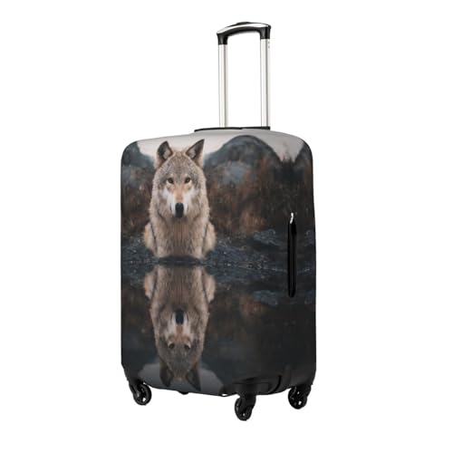 The Wolf by The River Durable Luggage Cover Suitcase Protector Anti-Scratch Luggage Cover Fits 18-32inch Luggage, Black, M2