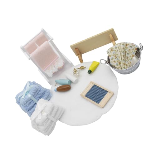 Accesorios de baño en miniatura realistas y juego de muebles 1/12