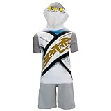 LEGO Ninjago Boys Ninjago Costume Short and Matching Costume Hooded T-Shirt (White, Size 8)