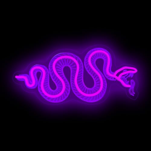 Image of Snake Skeleton Neon Sign, Handmade Light Sign, Snakes Skull Decor,Goth Room Decor, Snakes Skeleton Decoration, Gifts For Snake Lover, 15.6 inchx7.9 inch