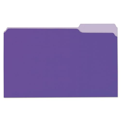 Universal 10525 File Folders, 1/3 Cut One-Ply Top Tab, Legal, Violet/Light Violet (Box of 100)
