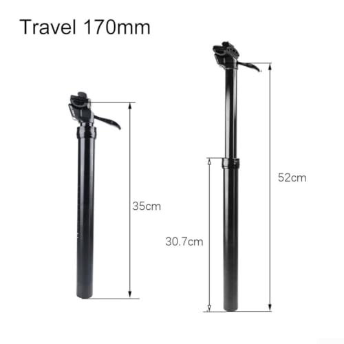 Tige de selle pour vélo compte-gouttes de 31,6 mm, tige de selle hydraulique à huile pour descente, tube de selle de voyage réglable, poteau télescopique en alliage d'aluminium (31,6 x 150 mm de débat – vue 6