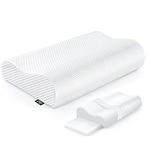 Osteo Adjustable Memory Foam Pillow for Sleeping, Odorless Neck Pillows for Pain Relief , Cervical Bed Pillows with Breathable Case, Orthopedic Contour Pillow Support for Back, Stomach, Side Sleepers