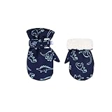 ベビー 手袋 可愛い 恐竜 冬 赤ちゃん 手袋 ミトン 防水 防寒 雪遊び キッズ 手袋 グローブ 男の子 女の子 子供用 寒さ対策 通園 通学 アウトドア (ネイビー, 6ヶ月～2歳)