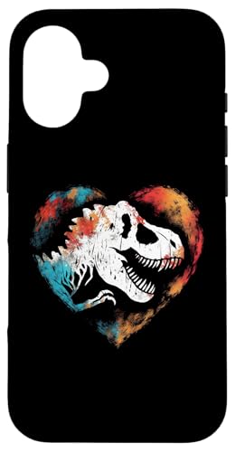Custodia per iPhone 16 Scheletro T-Rex Cuore - Vintage Dino Dinosaur Lover