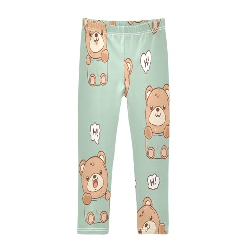 Toddler Girls Leggings Printed Yoga Pants Leggings Cute Teddy Bear Line Hand Drawn for Kids