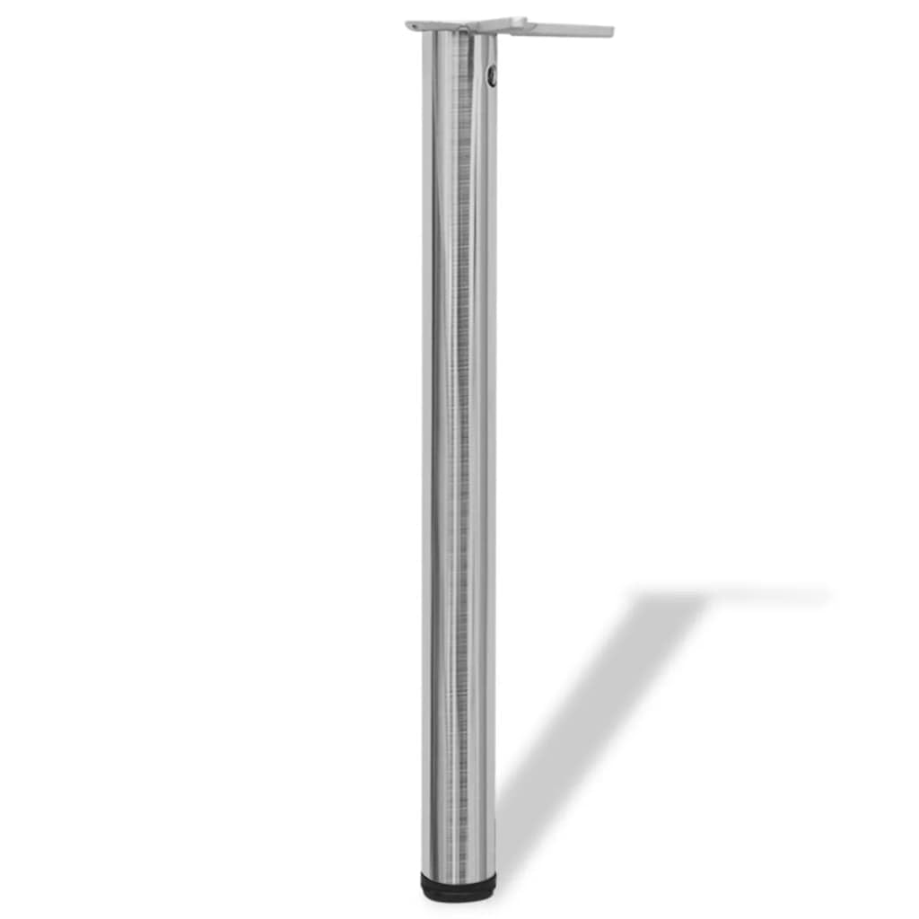 Juego de 4 patas de mesa, 60 x 710 mm, níquel cepillado, patas de muebles regulables en altura, patas de hierro + zinc fundido, estables, modernas, para mesa de comedor, cocina, oficina