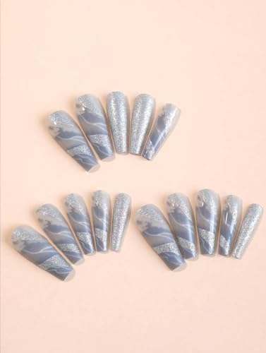 Image of Fashionharbour 24 Reusable Artificial Fake Nail Set| Lightweight & Long Lasting| Easy To Use| Quick Fix For Festivals & Special Occasions (w208)